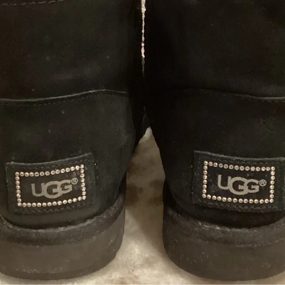 UGG Classic Mini Turnlock Bling Swarovski Crystal Black Boot, Size 8 - Picture 10 of 16